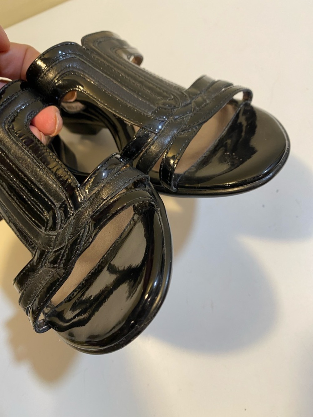 SOFFT Black Patent Strappy Mule WEDGE Sandals Sz 7M - Picture 8 of 12